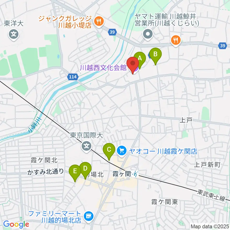川越西文化会館 メルト周辺のカフェ一覧地図