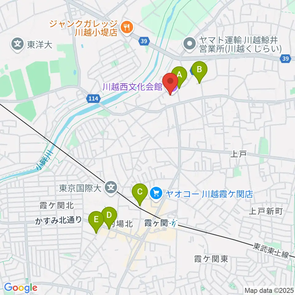 川越西文化会館 メルト周辺のカフェ一覧地図