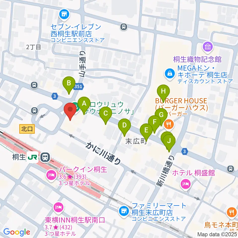 桐生VAROCK周辺のカフェ一覧地図