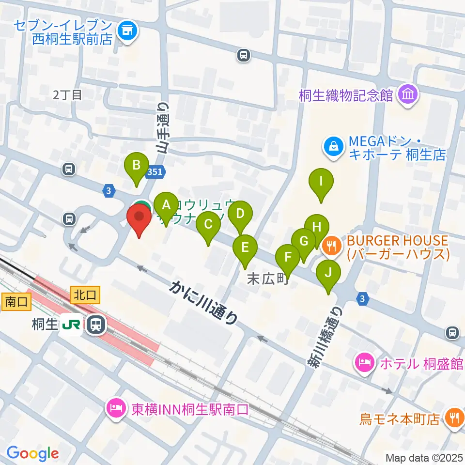 桐生VAROCK周辺のカフェ一覧地図