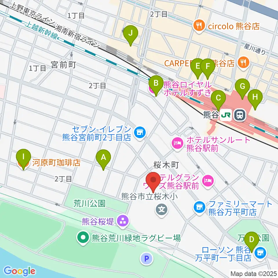 熊谷市立文化センター文化会館周辺のカフェ一覧地図