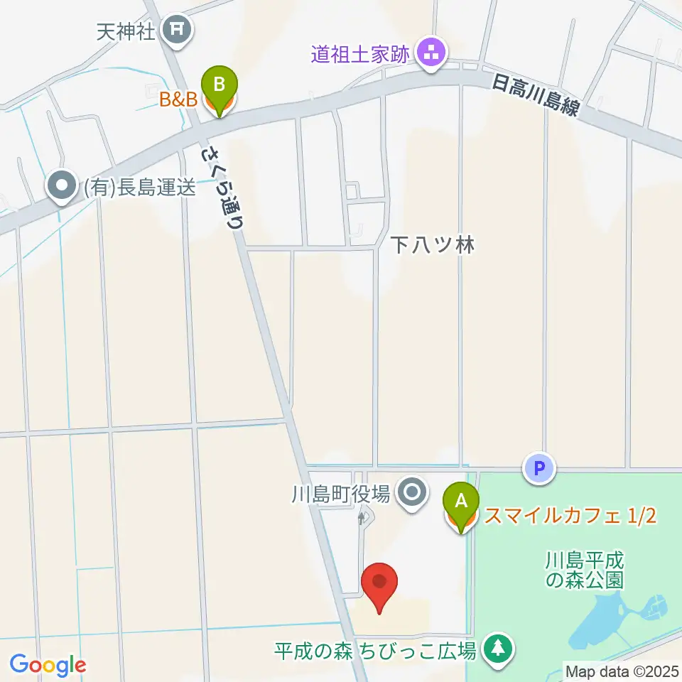 川島町民会館周辺のカフェ一覧地図
