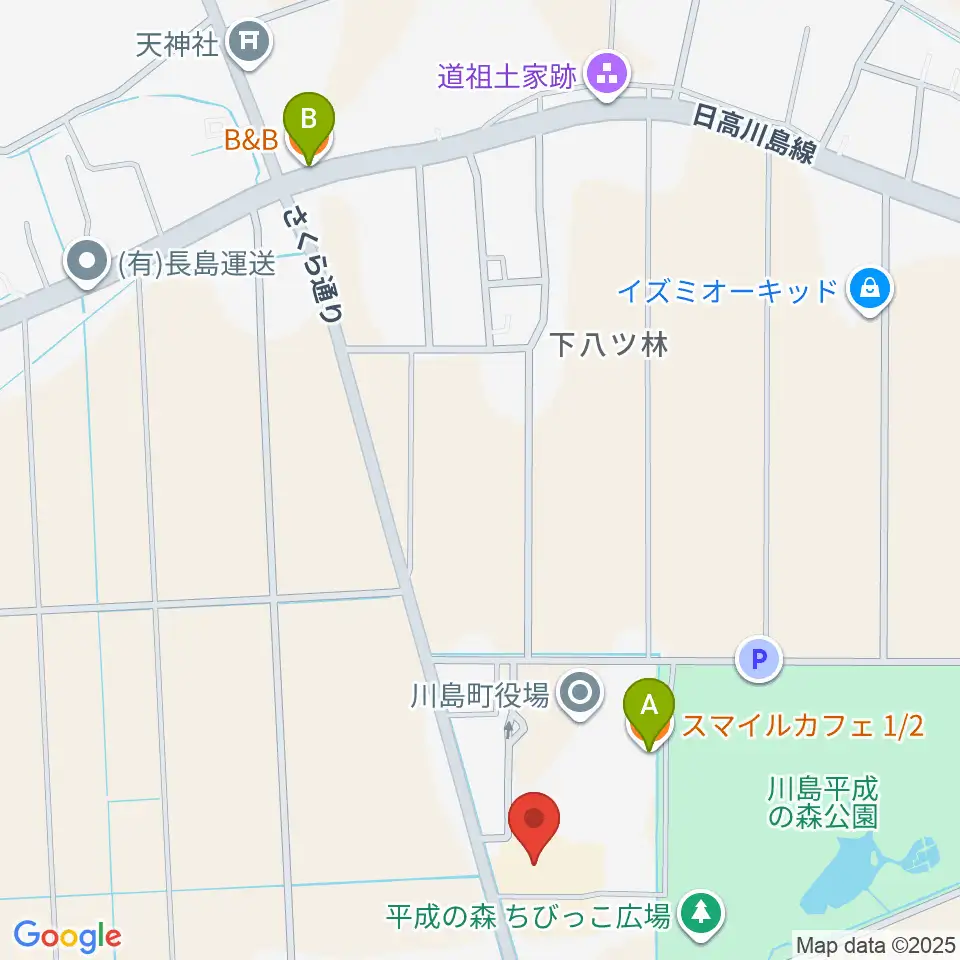川島町民会館周辺のカフェ一覧地図