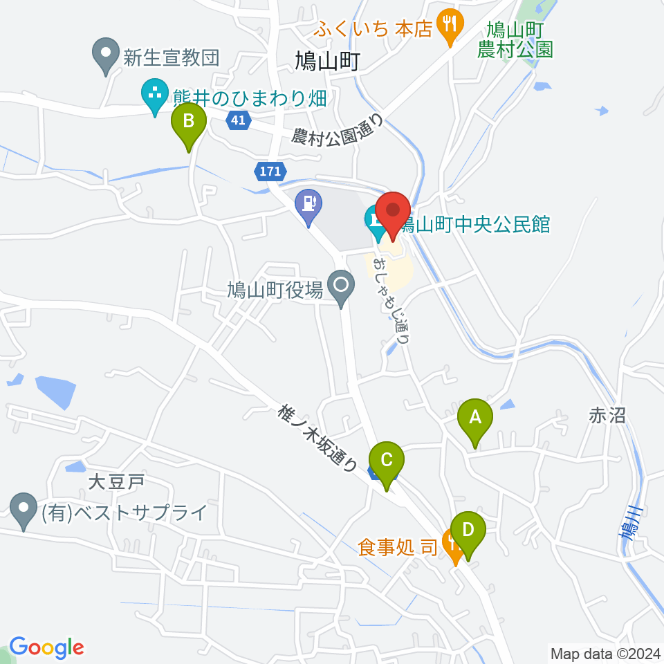 鳩山町文化会館周辺のカフェ一覧地図