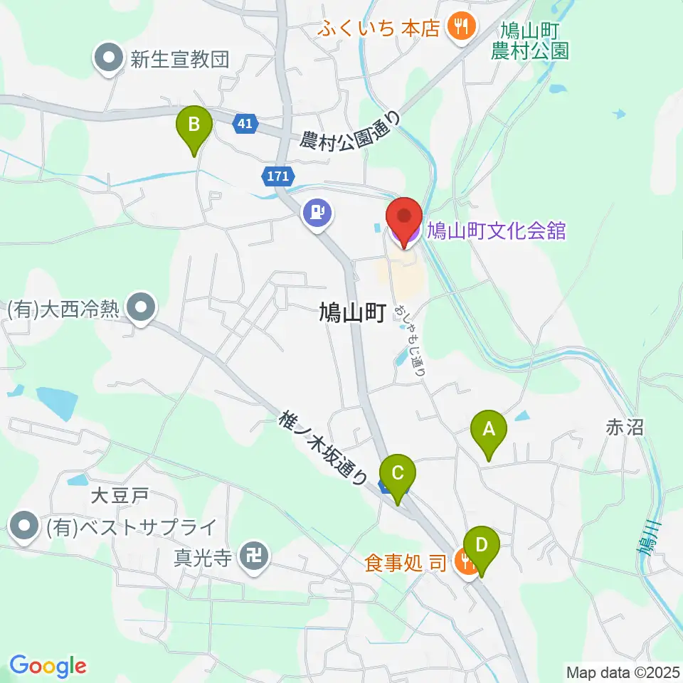 鳩山町文化会館周辺のカフェ一覧地図