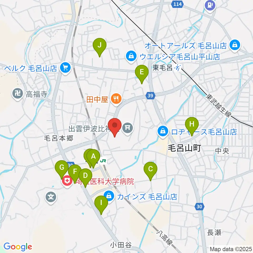 ウィズもろやま（毛呂山町福祉会館）周辺のカフェ一覧地図