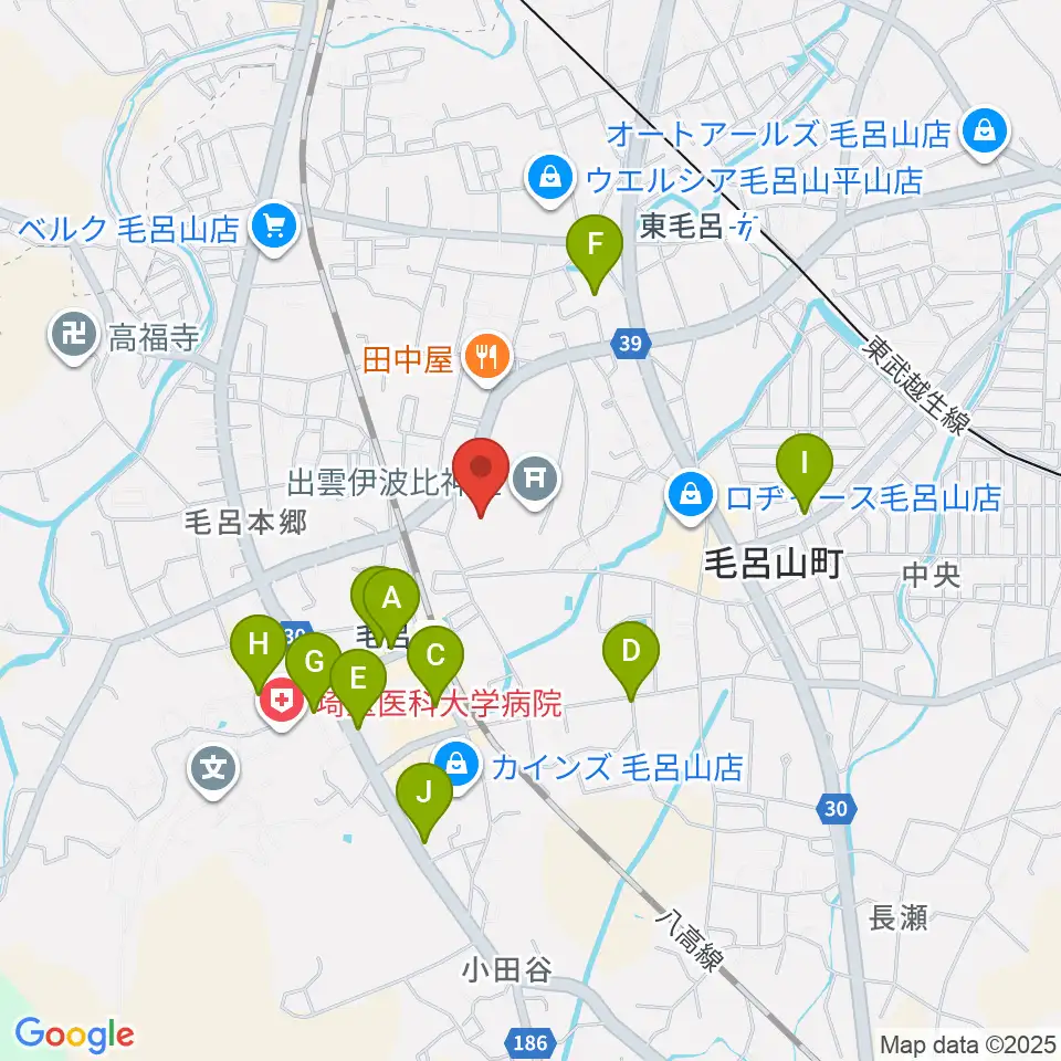 ウィズもろやま（毛呂山町福祉会館）周辺のカフェ一覧地図