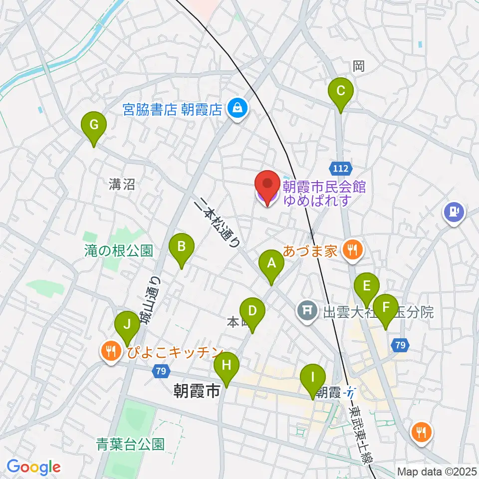 朝霞市民会館 ゆめぱれす周辺のカフェ一覧地図