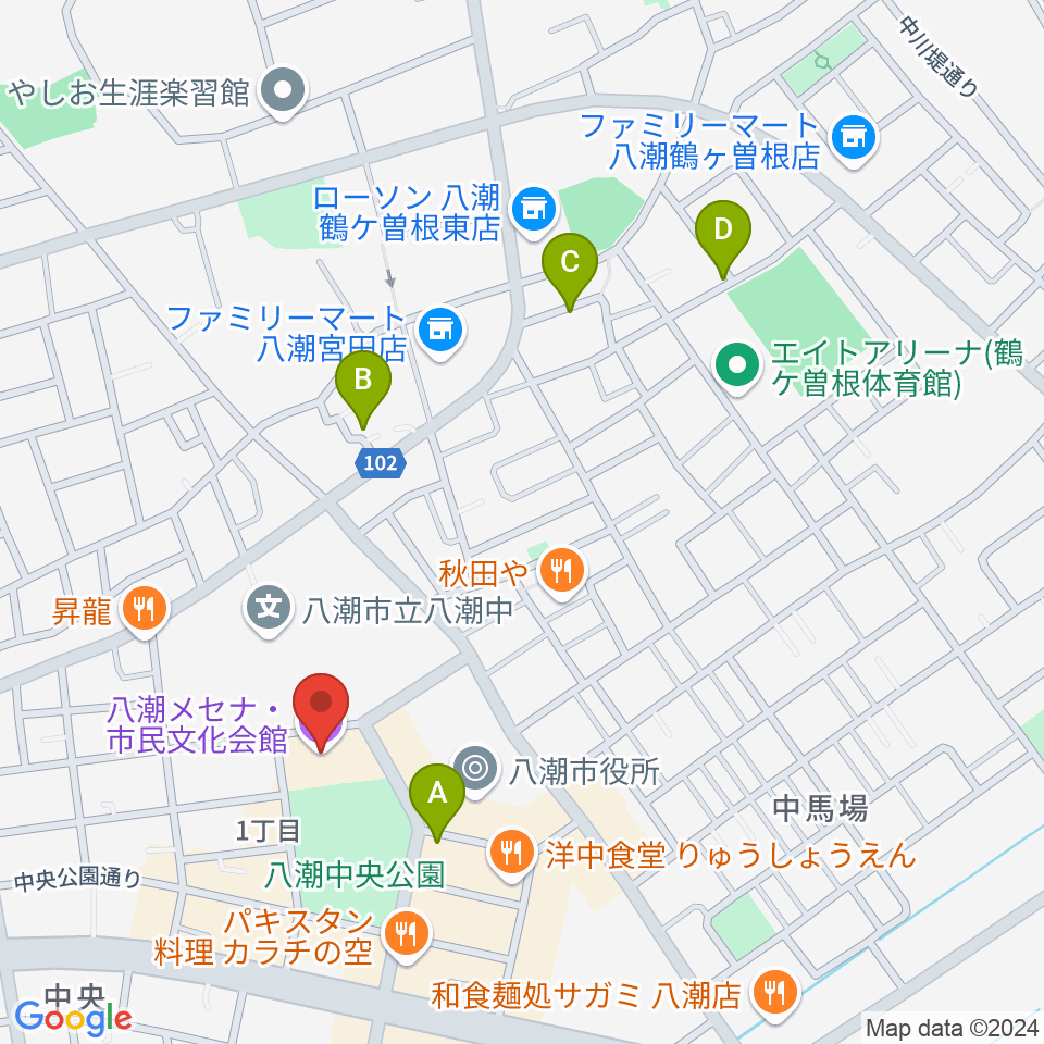 八潮メセナ周辺のカフェ一覧地図