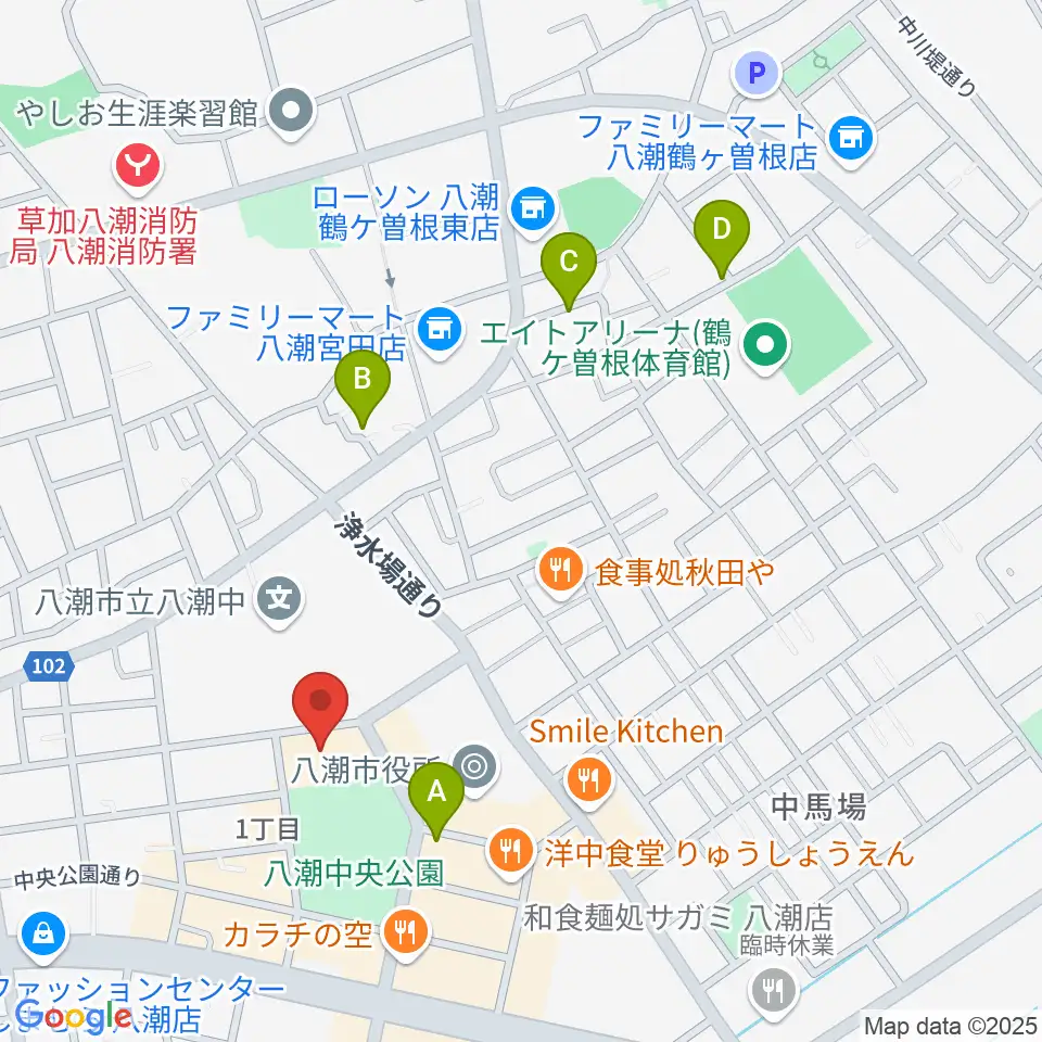 八潮メセナ周辺のカフェ一覧地図