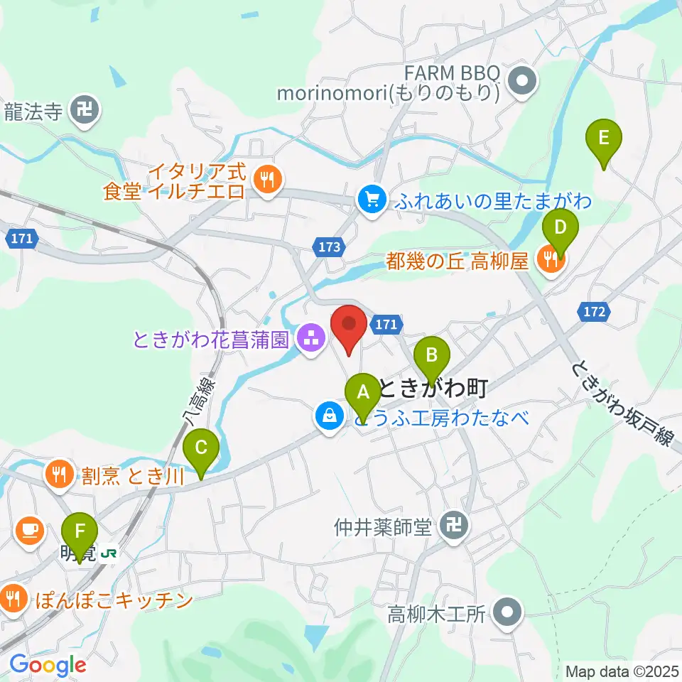ときがわ町文化センター アスピアたまがわ周辺のカフェ一覧地図