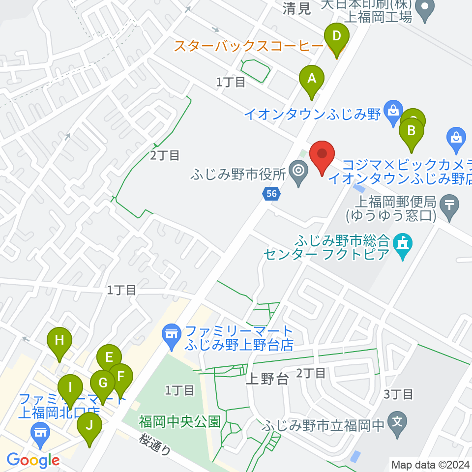 ふじみ野ステラ・イースト周辺のカフェ一覧地図