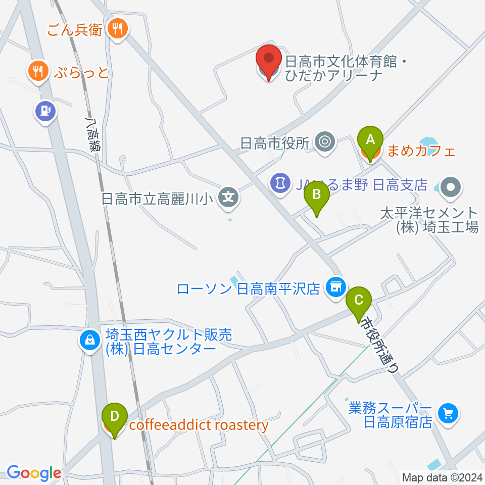 日高市文化体育館 ひだかアリーナ周辺のカフェ一覧地図