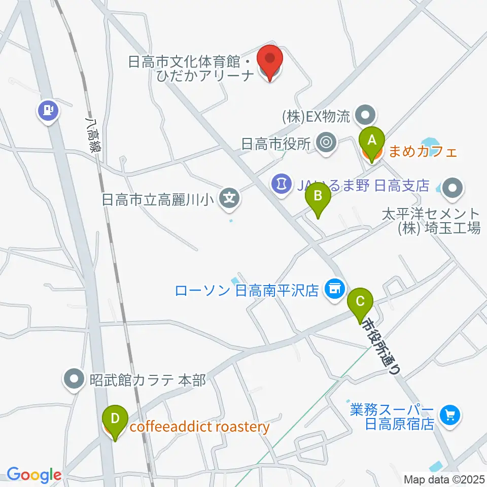 日高市文化体育館 ひだかアリーナ周辺のカフェ一覧地図