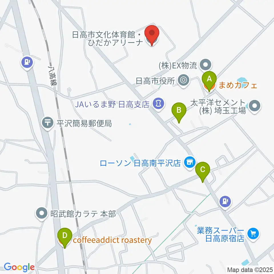 日高市文化体育館 ひだかアリーナ周辺のカフェ一覧地図