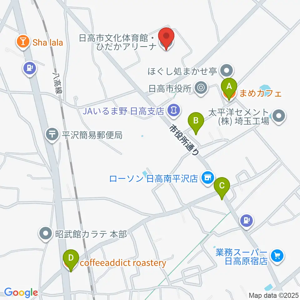 日高市文化体育館 ひだかアリーナ周辺のカフェ一覧地図