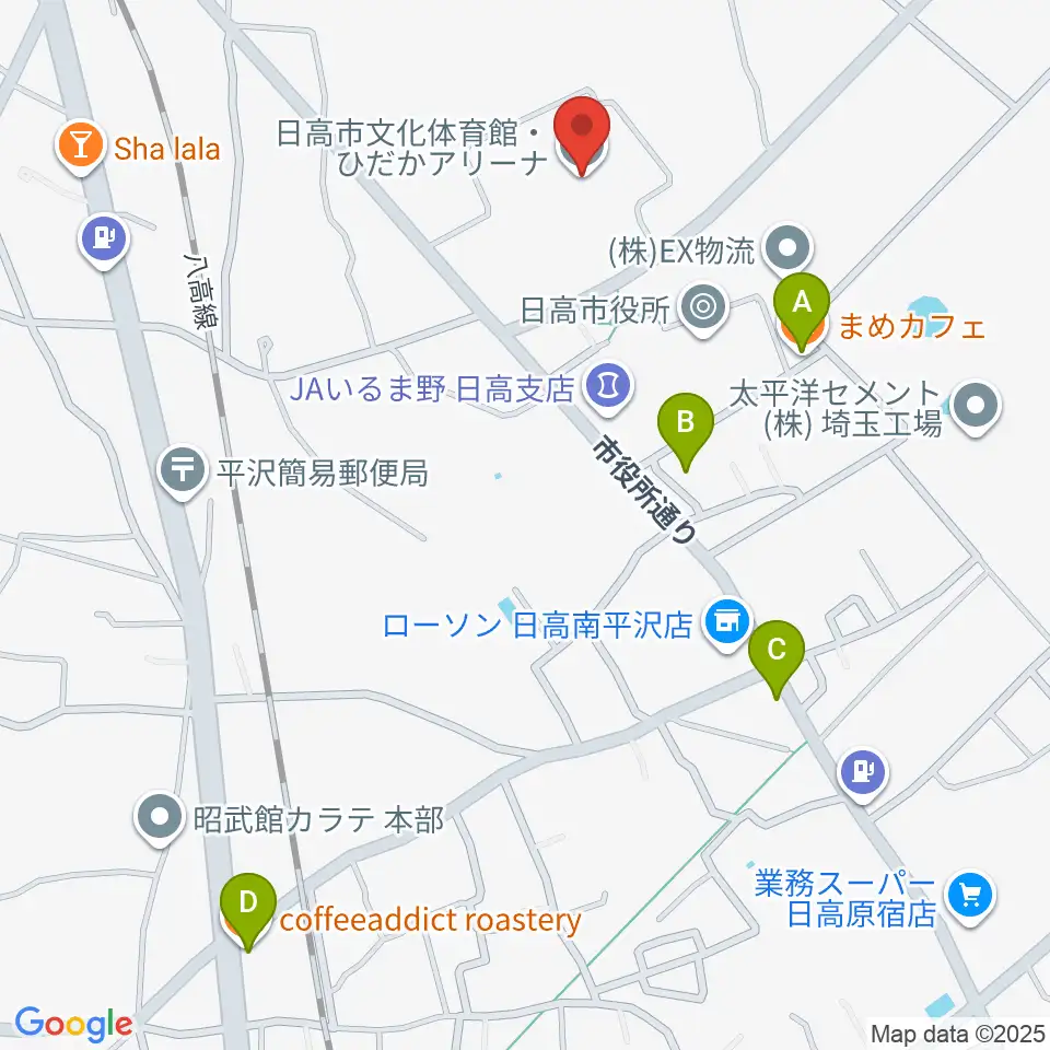 日高市文化体育館 ひだかアリーナ周辺のカフェ一覧地図