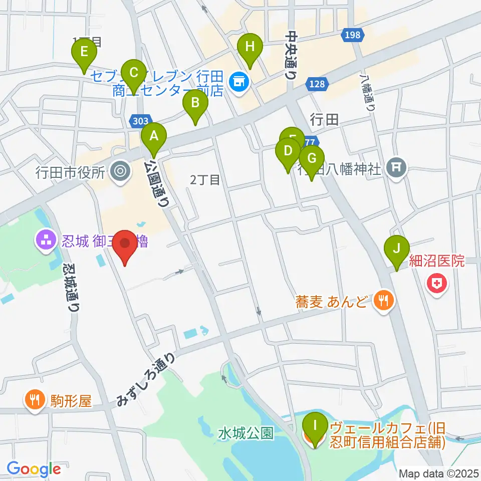 行田市産業文化会館 ベル・プラス周辺のカフェ一覧地図