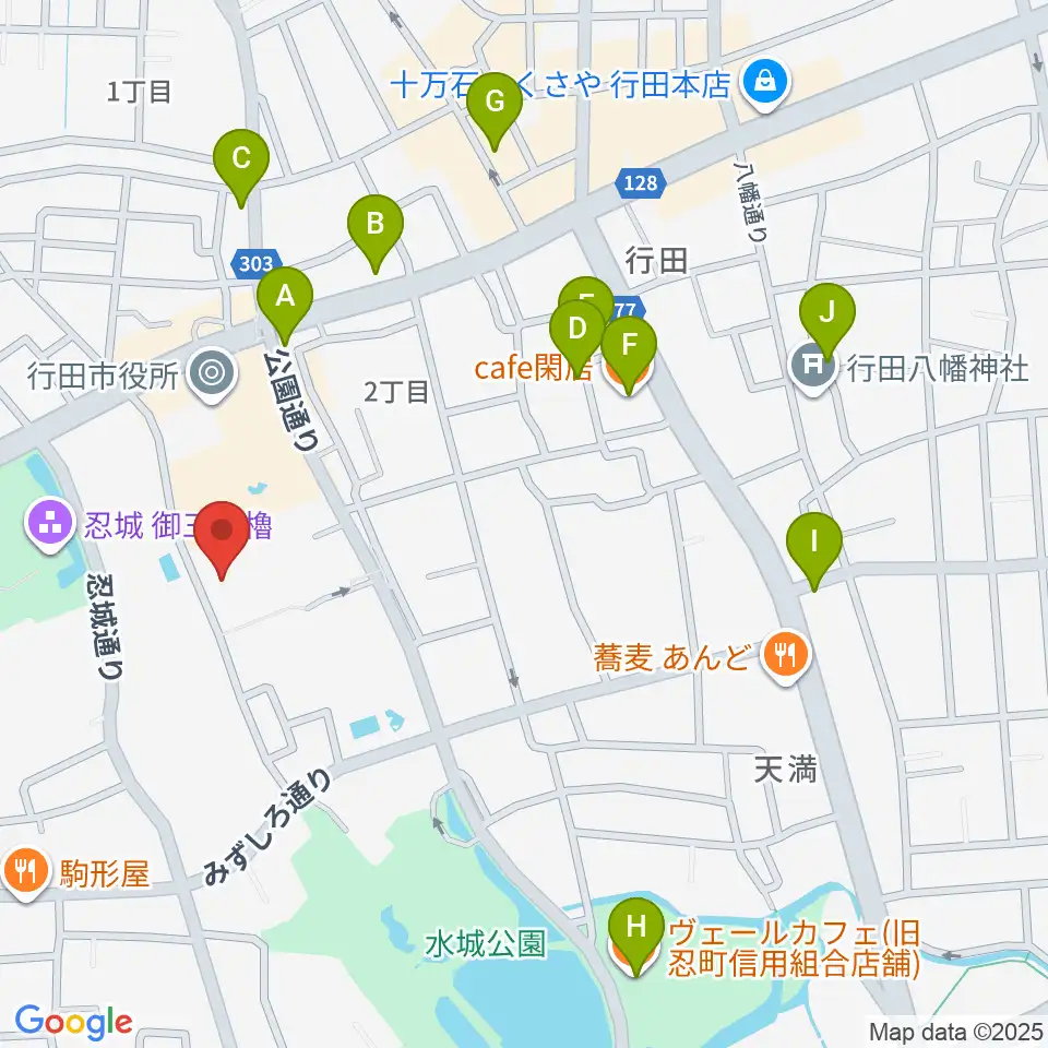 行田市産業文化会館 ベル・プラス周辺のカフェ一覧地図