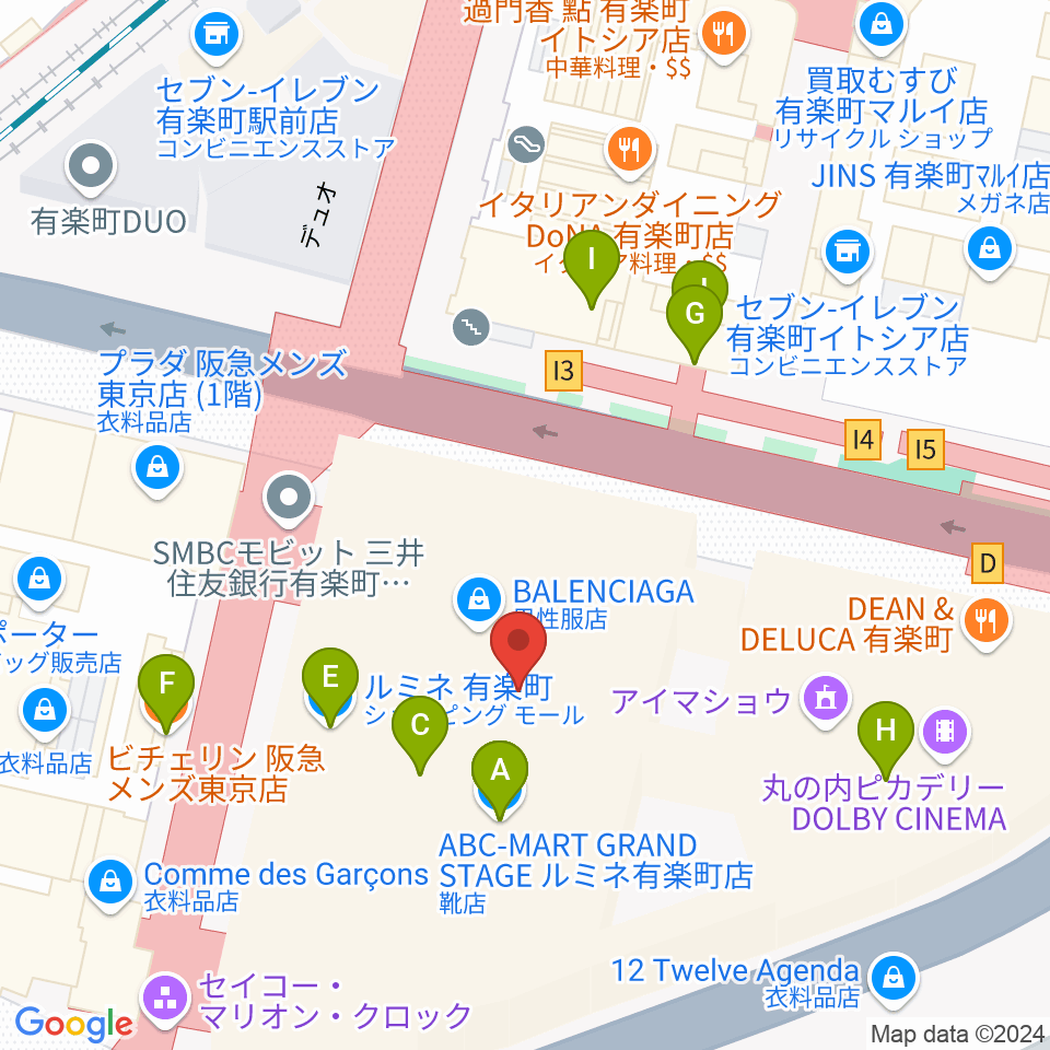 有楽町朝日ホール周辺のカフェ一覧地図