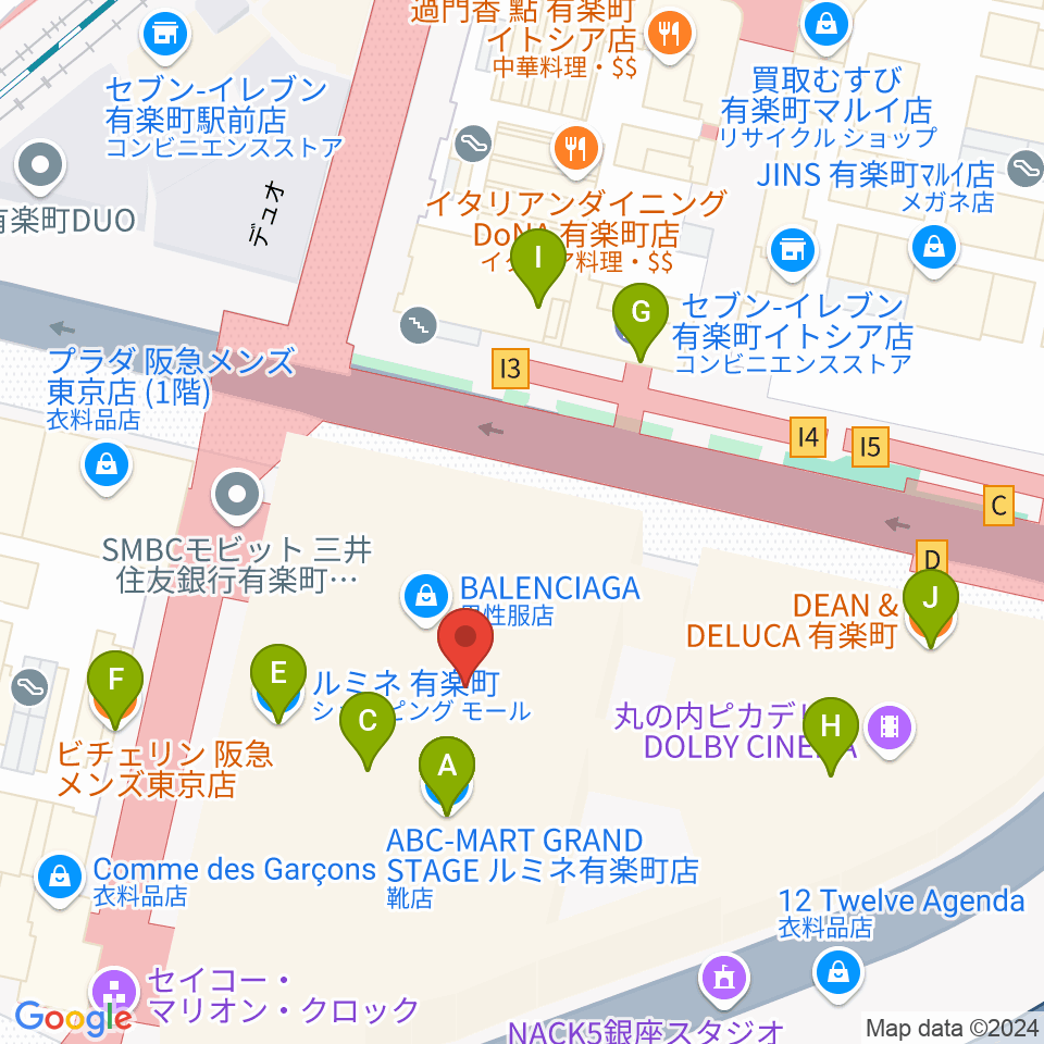 有楽町朝日ホール周辺のカフェ一覧地図