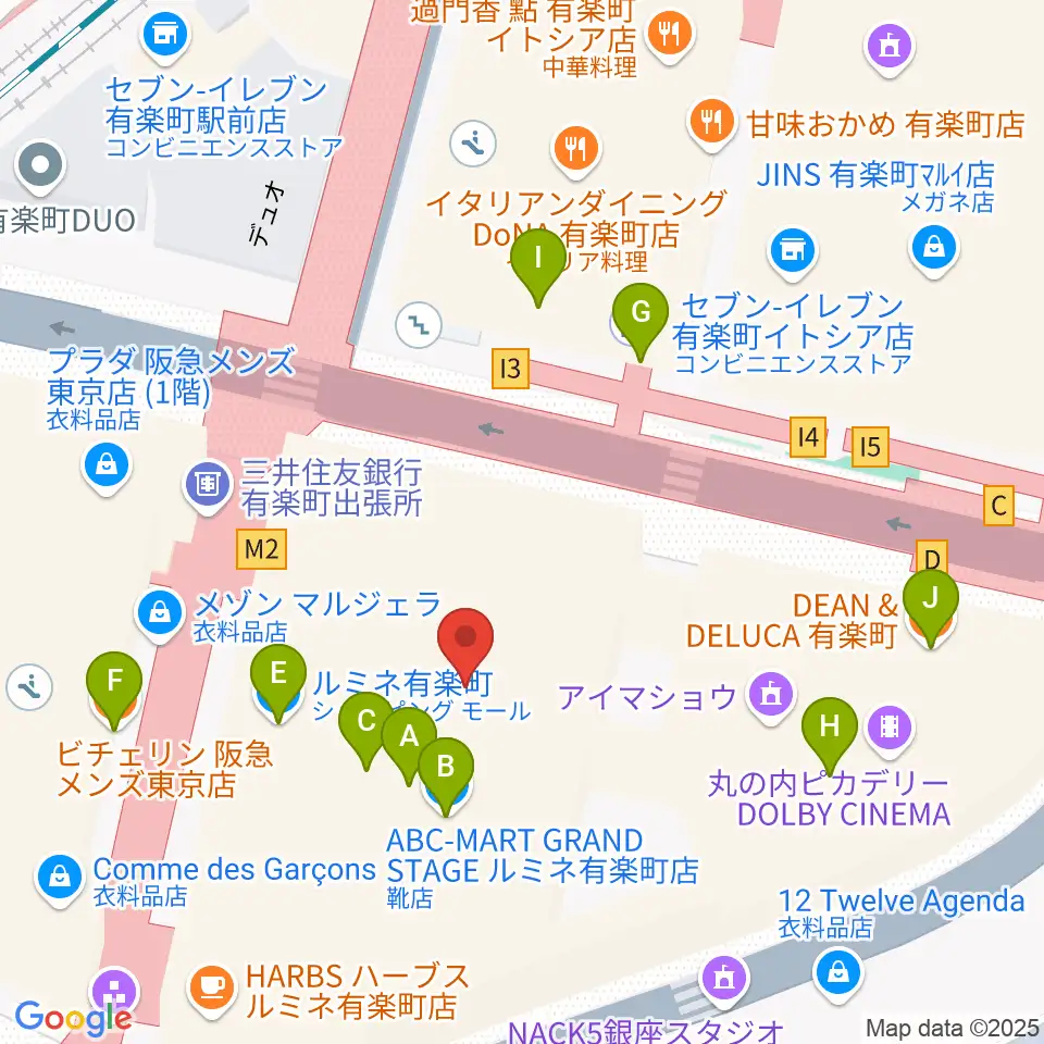 有楽町朝日ホール周辺のカフェ一覧地図