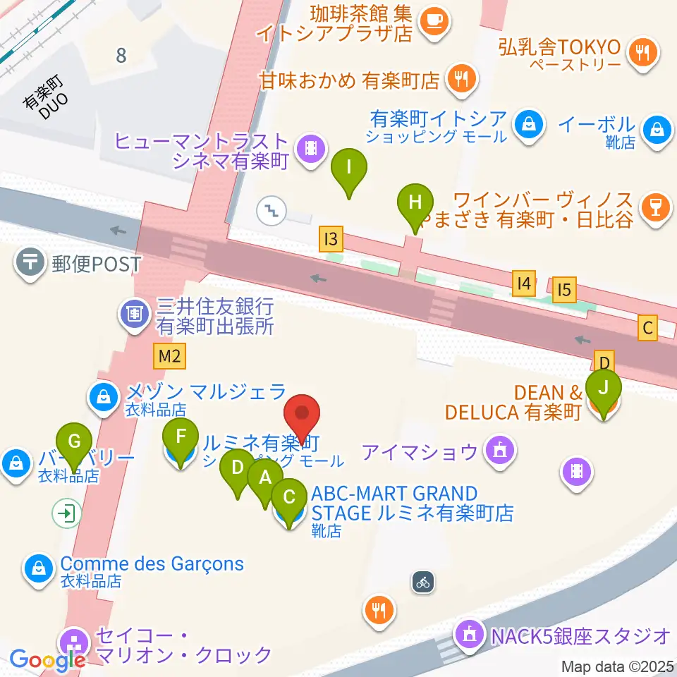 有楽町朝日ホール周辺のカフェ一覧地図