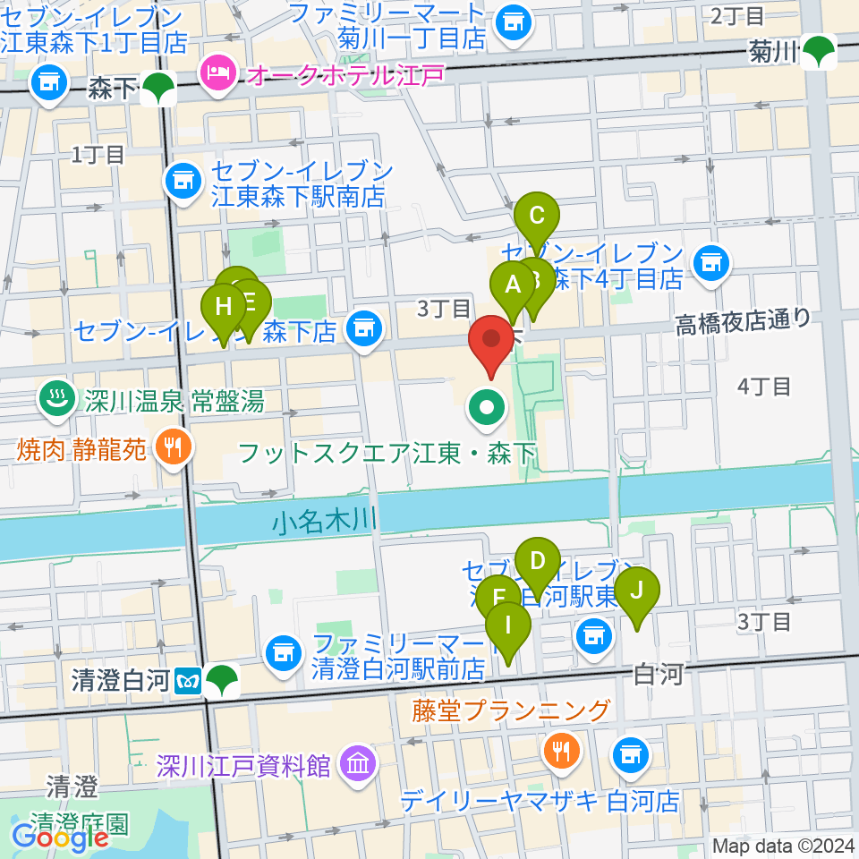 森下文化センター周辺のカフェ一覧地図