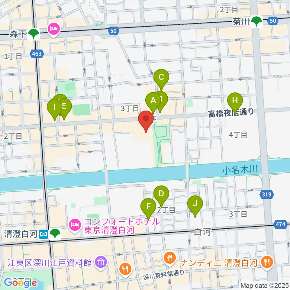 森下文化センター周辺のカフェ一覧地図