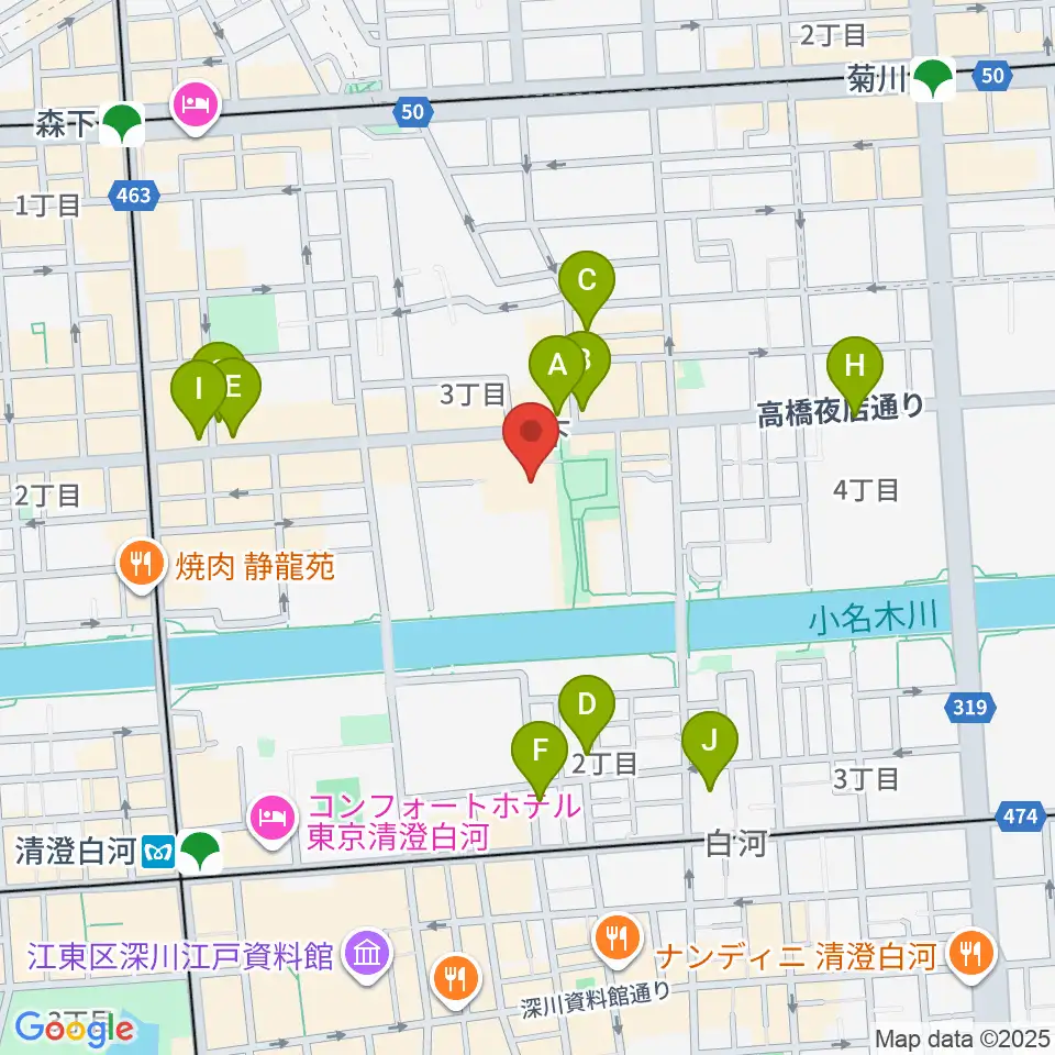 森下文化センター周辺のカフェ一覧地図