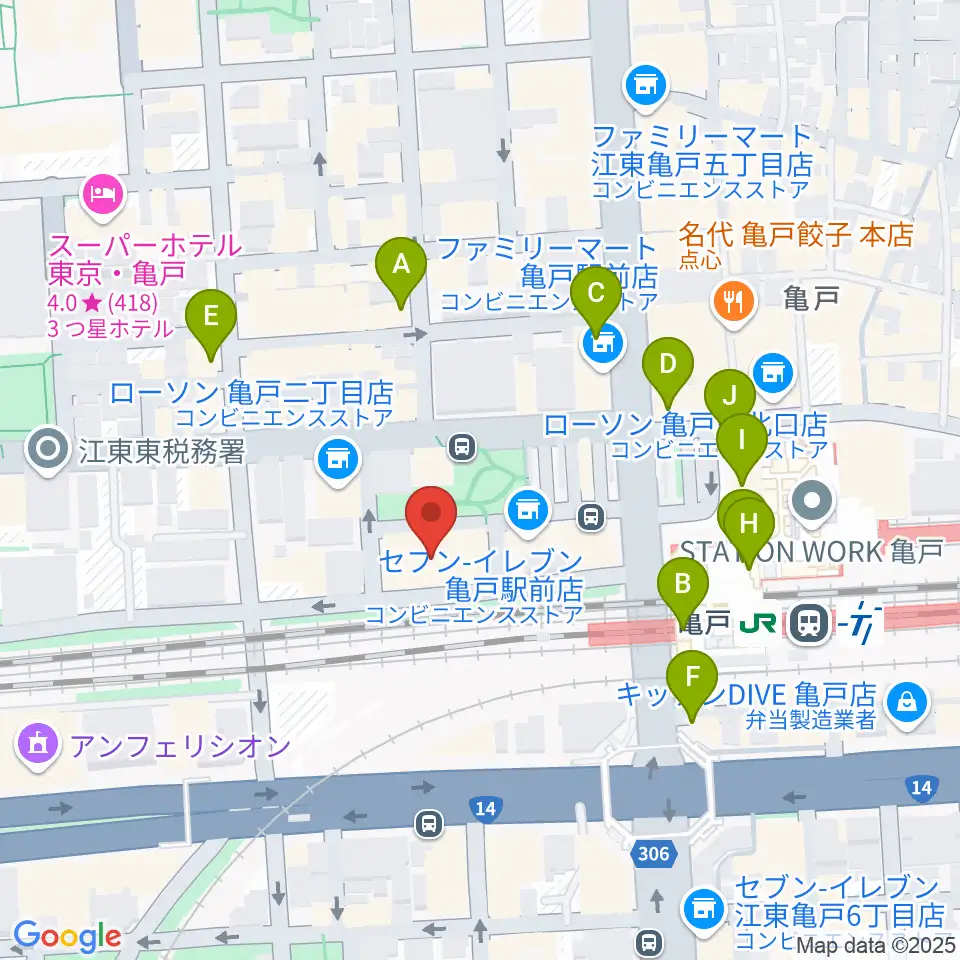 江東区亀戸文化センター周辺のカフェ一覧地図