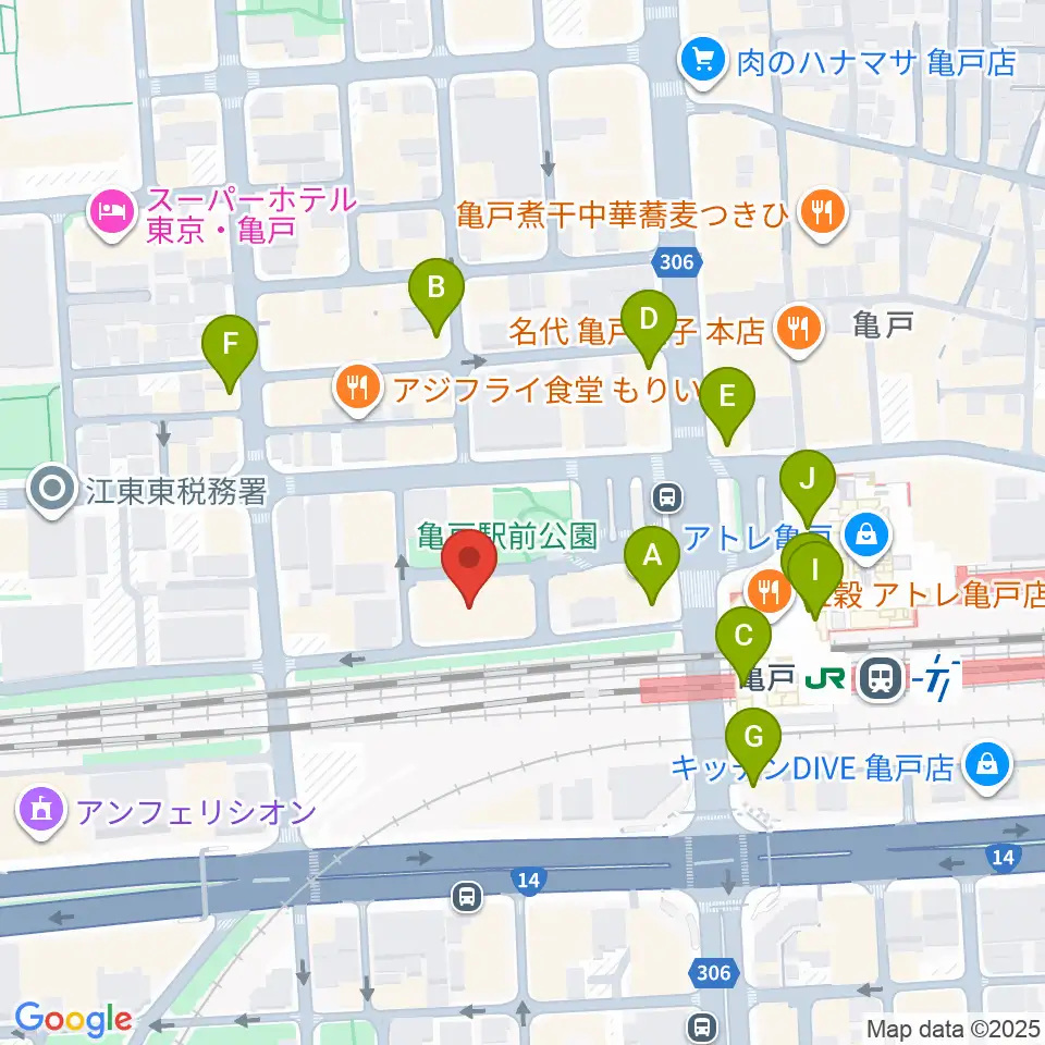 江東区亀戸文化センター周辺のカフェ一覧地図