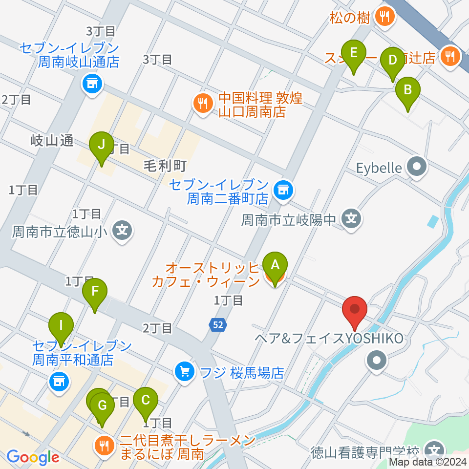 グランドミック周南楽器 御弓店周辺のカフェ一覧地図