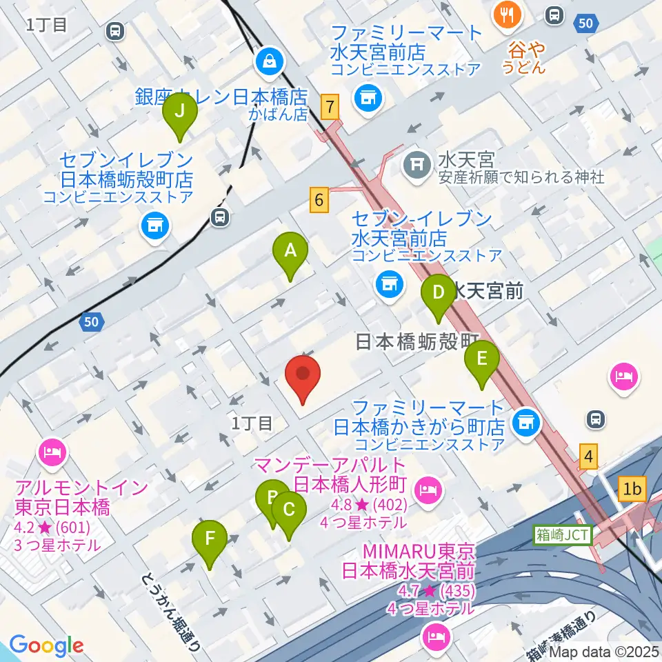 日本橋公会堂周辺のカフェ一覧地図