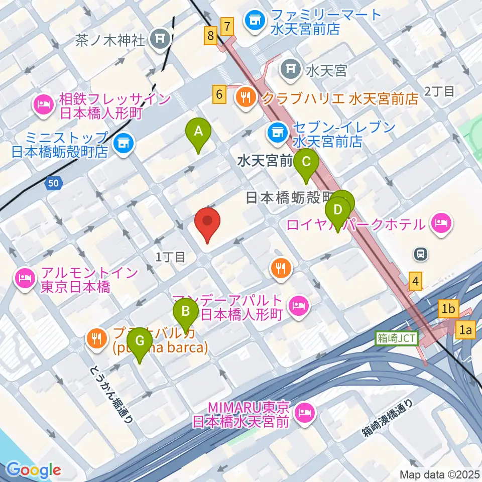 日本橋公会堂周辺のカフェ一覧地図