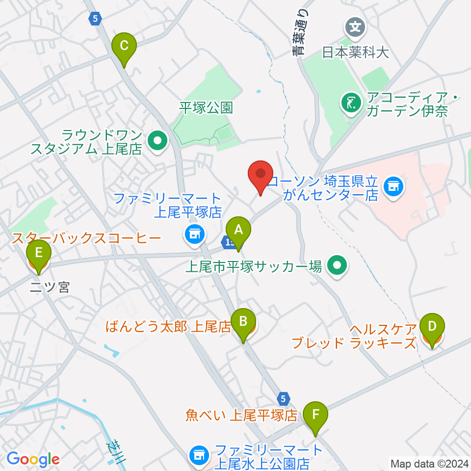 イコス上尾周辺のカフェ一覧地図