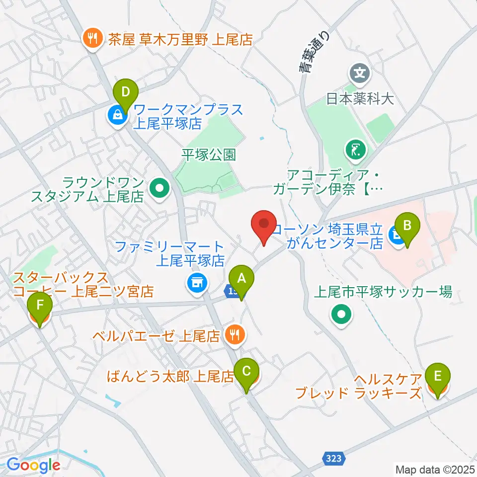 イコス上尾周辺のカフェ一覧地図