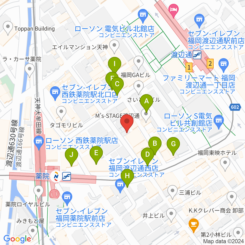 薬院the sound track周辺のカフェ一覧地図