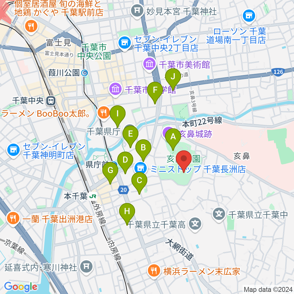 千葉県文化会館周辺のカフェ一覧地図