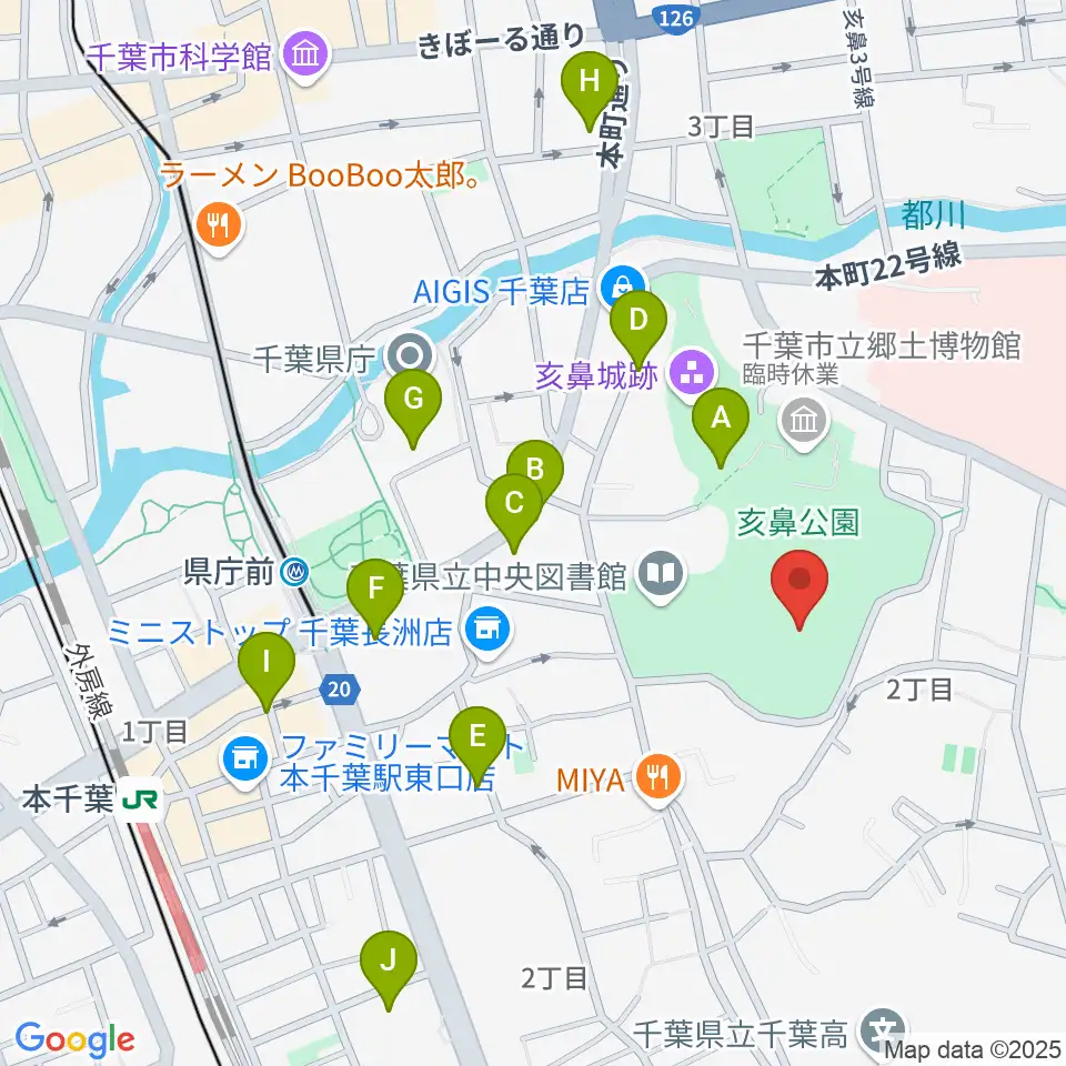 千葉県文化会館周辺のカフェ一覧地図