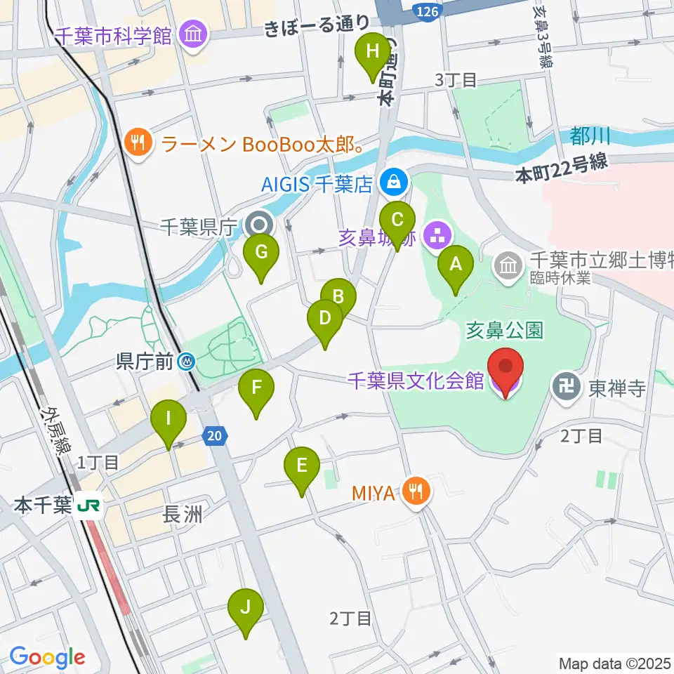 千葉県文化会館周辺のカフェ一覧地図