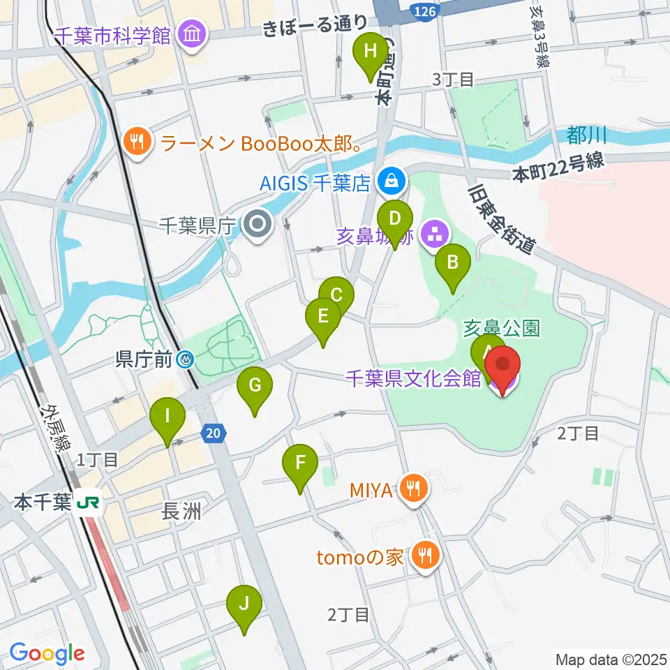 千葉県文化会館周辺のカフェ一覧地図