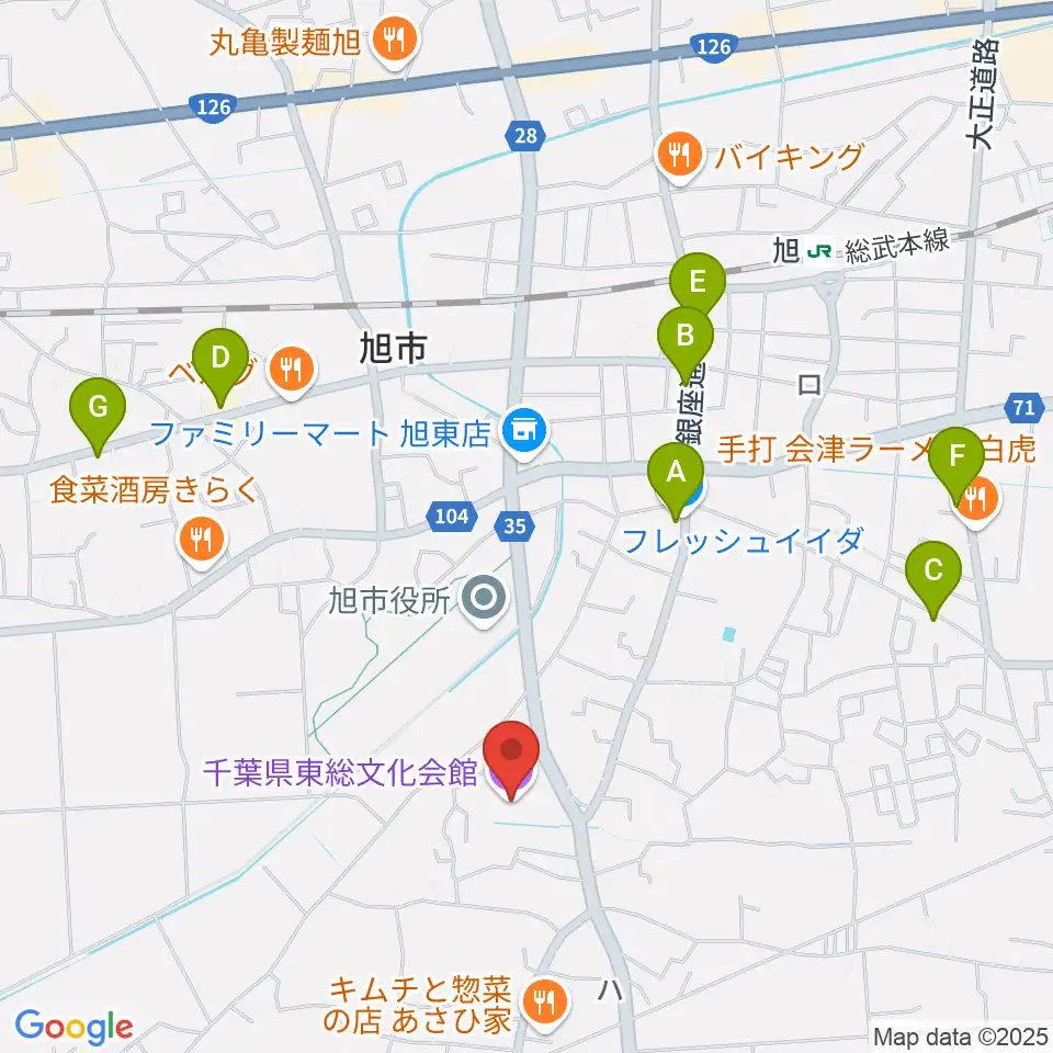 千葉県東総文化会館周辺のカフェ一覧地図