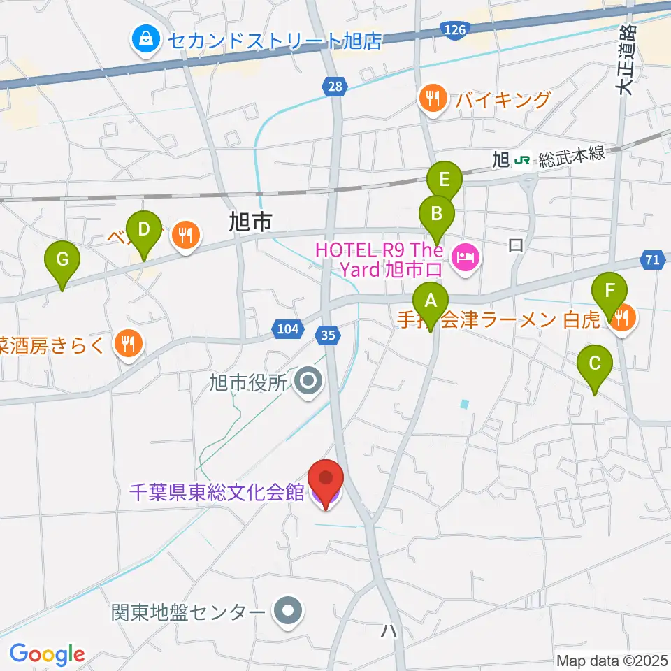 千葉県東総文化会館周辺のカフェ一覧地図