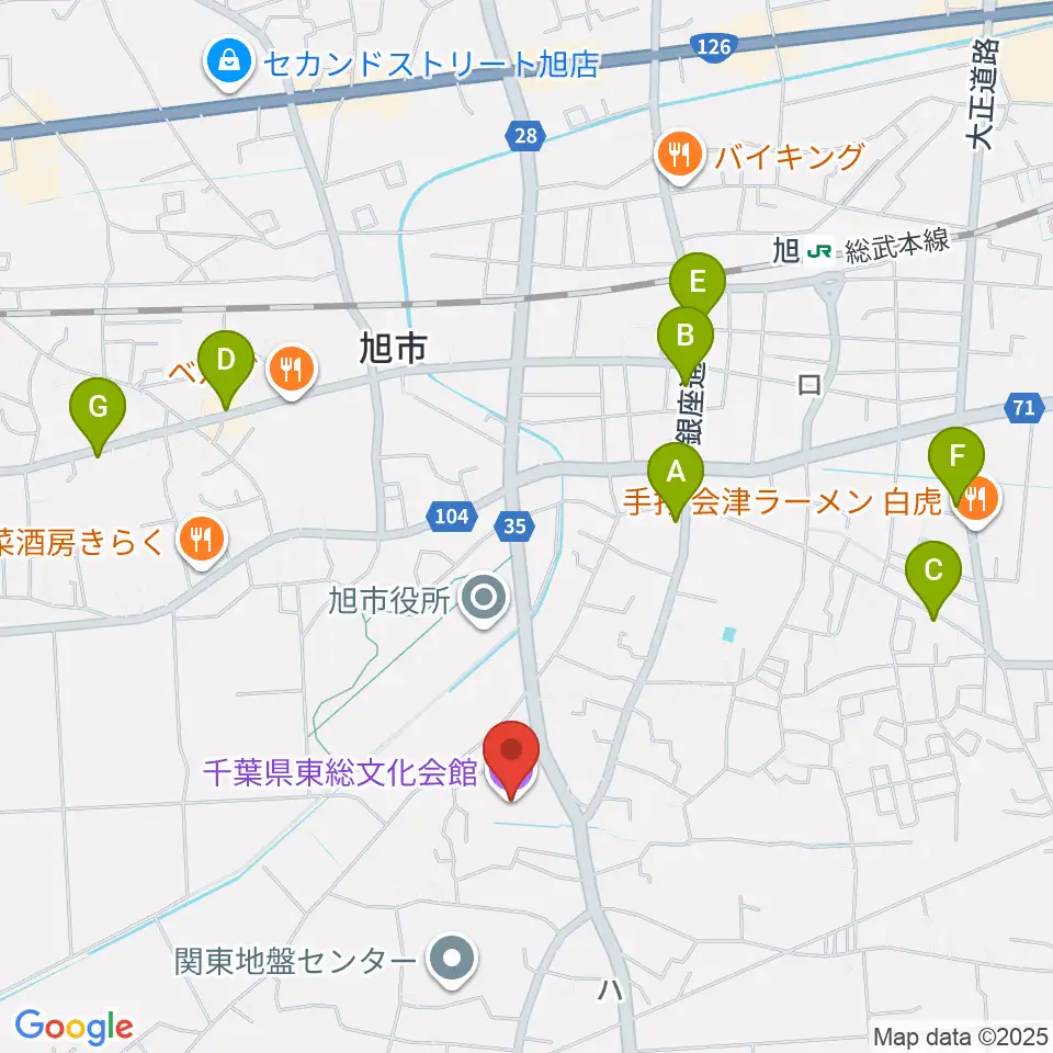 千葉県東総文化会館周辺のカフェ一覧地図