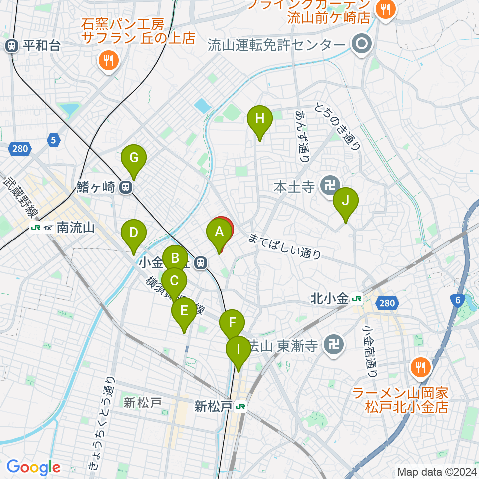 りべるて2周辺のカフェ一覧地図