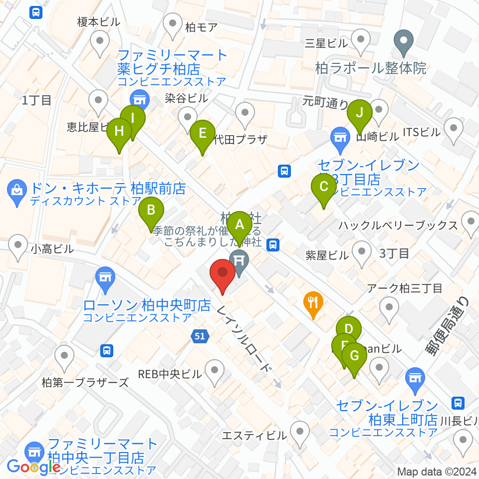 柏NARDIS周辺のカフェ一覧地図