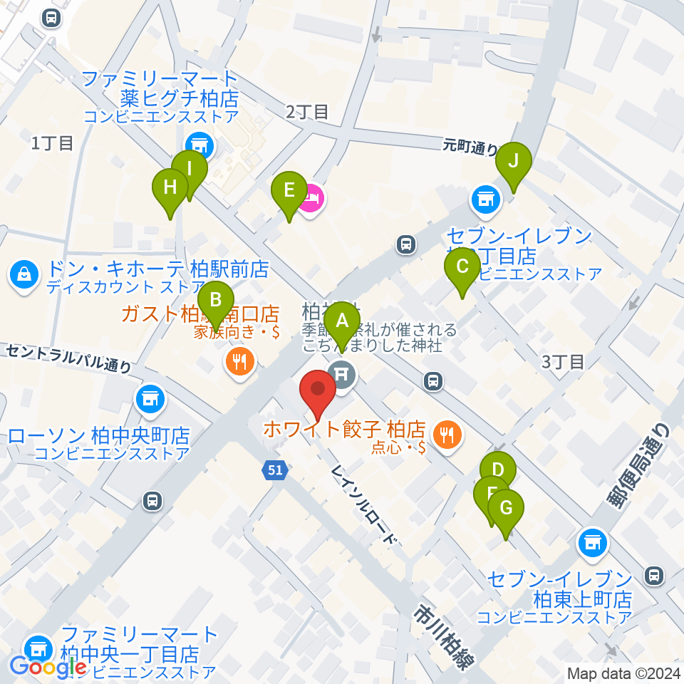 柏NARDIS周辺のカフェ一覧地図