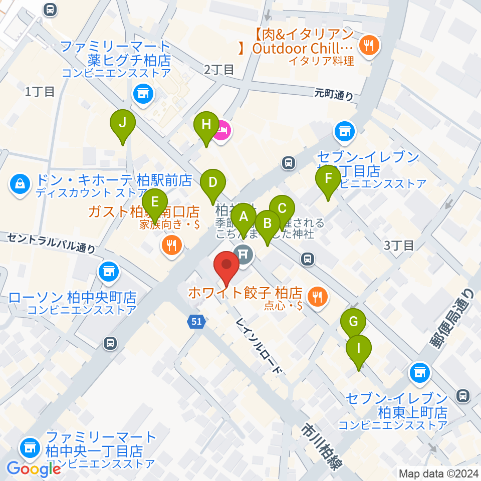 柏NARDIS周辺のカフェ一覧地図