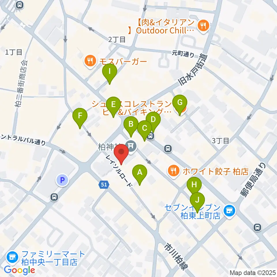 柏NARDIS周辺のカフェ一覧地図
